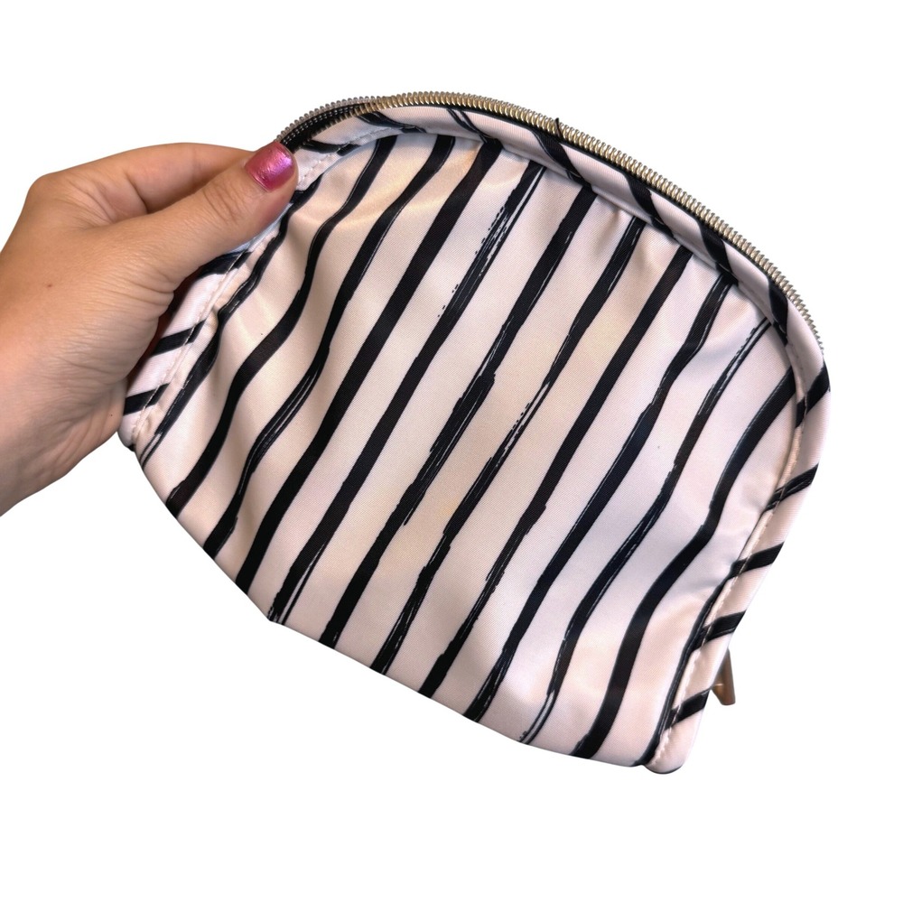 Target Black White Striped Zippered Makeup Bag Cosmetic Travel Pouch 052111324